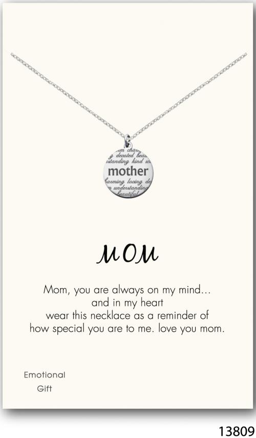 Mom, you are my everything silver pendant